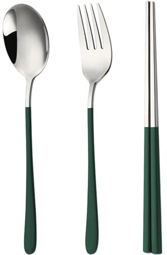 Dessert Forks Green Cutlery Forks Spoon Portable Stainless Steel Flatware Set Flatware Forks Steak Fork Classic Home Kitchen Restaurant Dinner Forks