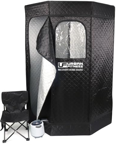 Urban Fitness Portable Recovery Sauna, Full Body Home Steam Spa for Detox, Weight Loss & Relaxation, 3 Litre Generator, Including Chair, Black