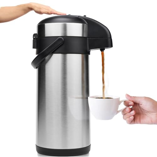 Vondior Airpot pumpkanna 5 liter – professionell isolerad kaffekaraff av rostfritt stål, termos, termos-dryckesdispenser, lämplig för festdrycker