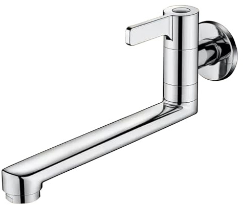 SXWYLZ Wasserhahn für Waschbecken Nur Kaltwasser Kaltwasserhahn Wand Messing Wasserhahn 1/2 Zoll Kaltwasser Wandmontage Kaltwasserhahn Wand Messing Waschtischarmatur,Chromfarbe,20Cm