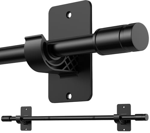 PeSenp Gardinenstange ohne Bohren,76-228 cm Vorhangstange ohne Bohren,Gardinenstange Schwarz Ausziehbar 16 mm Curtain Rod zum Kleben, Schwarz Matt