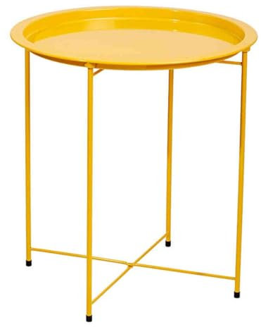 Moderno supporto per piante in metallo per interni ed esterni, elegante tavolino con vassoio rimovibile, perfetto per camera da letto, giardino, patio o arredo bagno (giallo)