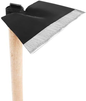 Bauster Hache de jardin avec dents - Hachette rectangulaire forgée (noir) avec manche en bois de 110 cm (longueur totale 115 cm) - Pour desserrer le sol, aérer et enlever les mauvaises herbes
