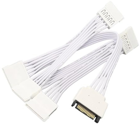 Pqahffowr Câble D'Extension d'alimentation SATA à 15 Broches, 1 Mâle vers 5 Femelles pour L'Expansion du Disque Dur, Adaptateur de Disque Informatique