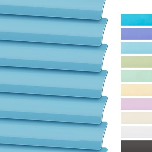 Jalousien Fenster Ohne Bohren, Alu Jalousie, Jalousette Innen, Lamellenvorhang, Anpassbare 70 80 90 100 180 200cm Verdunkelung Sichtschutz Horizontal Aluminium Jalousie für Büro Badezimmer(Blue)