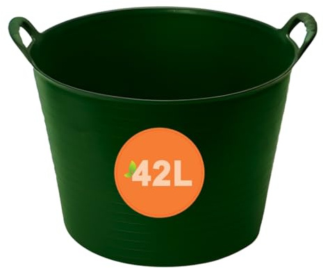 EarlyGrow Flexi-Wanne mit Griffen, 42 l, großer Kunststoff-Aufbewahrungsbehälter für Gartenabfälle & Baumaterialien, robuster stapelbarer Eimer für Zuhause, Auto, Wasch- und DIY-Projekte (1 Stück)