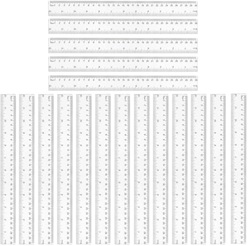 18 Stück lineal 30 cm / 12 Inch, Transparent ruler Set, umrechnungstabelle zoll in cm, Langlebig und tragbar Geeignet für den Gebrauch in Schule zu Hause und Büro