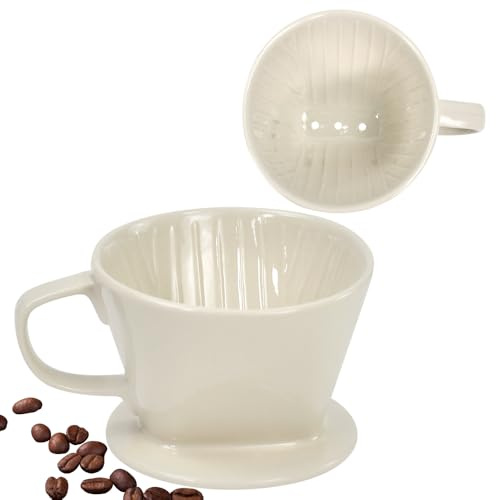 VGECEE Porzellan Kaffeefilter Größe 2 Kaffee Dauerfilter Keramik Permanent Kaffeefilter Keramik Kaffeefilterhalter Porzellan für Zuhause, Café, Restaurants, Geschenk für Mama, Papa, Freunde