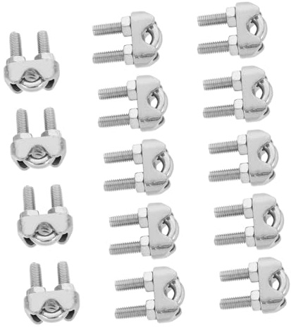 KOMBIUDA 20 piezas Abrazaderas de Cable Acero Inoxidable Fijación Segura para Cuerdas y Cables Clip de Alambre Resistente para Tensado y Sujeción Profesional