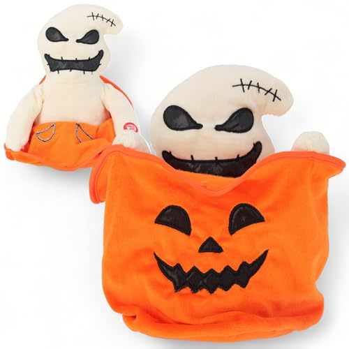 MIJOMA Halloween Figur 23cm mit Sound Bewegung und Licht, gruselige Deko Figur für Halloweenparty und Zuhause, batteriebetriebene Halloween Deko (Mumien-Geist)