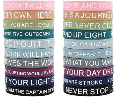 ZYHARUKO Bulk 20 Silikon-Armbänder mit positiven Worten Druck, inspirierende, motivierende Armbänder für Studenten und Kollegen, modische Silikon-Armbänder