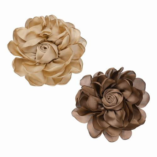 PATIKIL Große Stoff-Blumen-Brosche, Stoffrose, große Brosche, zierliche Satin-Kamelien-Anstecknadeln für Damen, Anzug, Kleid