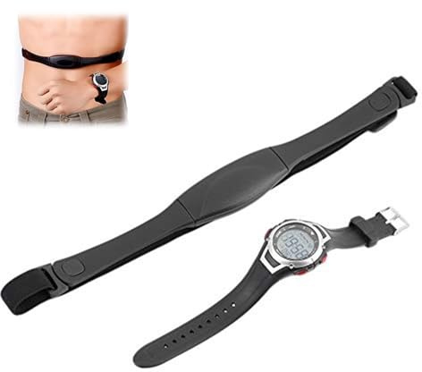 Reloj deportivo con monitor de frecuencia cardíaca inalámbrico de 3 metros, resistente al agua, correa para el pecho, color negro, reloj despertador con retroiluminación