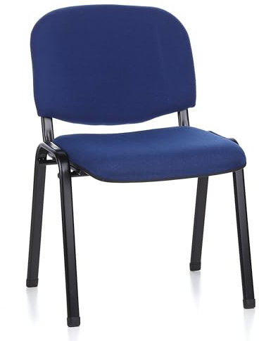 hjh OFFICE 704010 Chaise Visiteur XT 600 Tissu Bleu/Noir Chaise de conférence confortablement rembourrée, empilable, Structure métallique