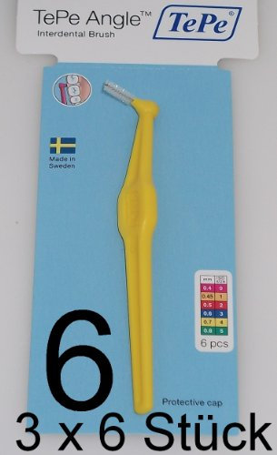 18 TePe Angle Interdentalbürsten 0,7 mm gelb