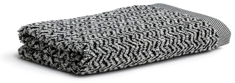 möve Brooklyn Duschtuch Fischgrat 80 x 150 cm aus 85 % Baumwolle / 10 % Viskose aus Bambus-Zellstoff / 5 % Leinen, nature / black