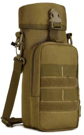 Huntvp Taktisch Flaschenhalter Militär Trinkflasche Beutel Molle 1000D Nylon Kessel Wasserflaschenhalter Langlebig Bottlehalter Bottel Carrier Wasserdicht - Braun Trinkbeutel