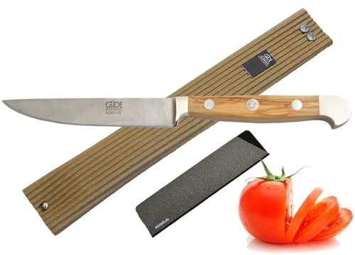 Güde Alpha Couteau Olive, Couteau de Chef Santoku, Couteau à pain, couteau à éplucher, Couteau à jambon Chai Dao sans/avec gravure + Prymo, Bois, 1) Messer Ohne Gravur, Porterhouse 12cm