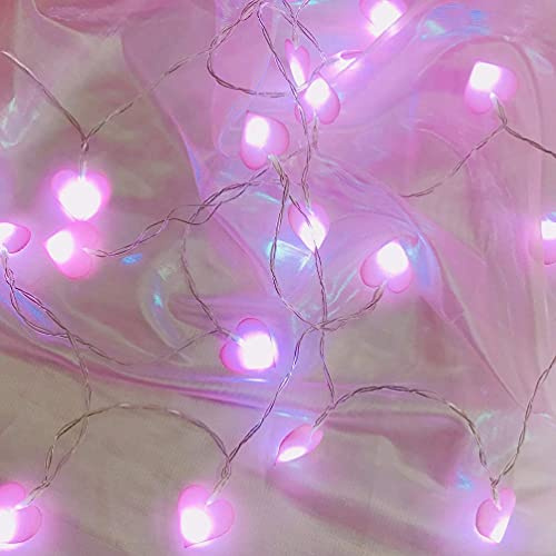 Ledmomo Lichterkette mit LEDs in Herzform, 3 m, 20 LEDs, batteriebetrieben, für Terrasse, Weihnachten, Hochzeit, Schlafzimmer, draußen, Prinzessinnen-Schloss, Spielzelte, Warmweiß