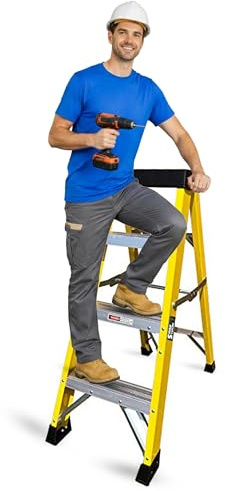 4 Tread Fibreglass Step Ladder – Lightweight, Stable & EN-131 Certified – Professional-Grade Ladder for Electrical & Industrial Use