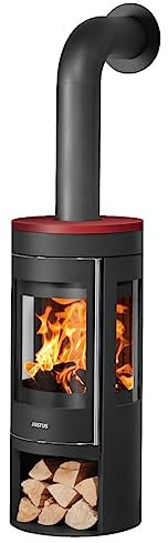 Justus 4825 37 Mino Trios 2.0 Kaminofen Stahl Schwarz mit Keramik-Abdeckplatte Bordeauxrot/A