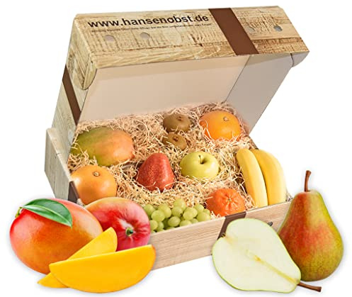 Hansen Obst - Geschenkbox - fruchtige Obst-Box - “Alles Gute” - Präsentkorb - Obst-Geschenkset - gefüllte Obstkiste - Obstbox mit frischem Obst