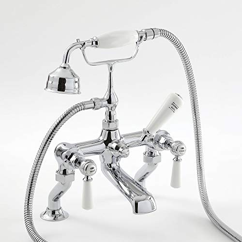 Milano Elizabeth Bath Shower Mixer Tap Lever Handles - Chrome White