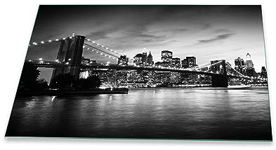 Herdabdeckplatte Abdeckung Ceranfeld Abdeckplatte Schneidebrett 1-Teilig 80x52 Brücke Schwarz- Weiss Spritzschutz Glasplatte Ceranfeldabdeckung Schutz Herdschutz Sicherheitsglas Glasschneidebrett