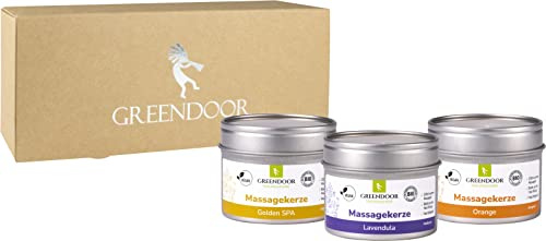 GREENDOOR Natur Massagekerzen GESCHENKSET vegan 300ml, BIO Sojawachs BIO Öle, natürlich ohne Tierversuche, warmes Massage-Öl bleibt flüssig, Naturkosmetik Massagen, Geschenke