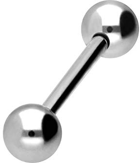 PIERCINGLINE Barra de acero quirúrgico | 2 bolas | Piercing varilla pecho oído íntimo lengua | tamaños y colores a elegir, 8 mm Stablänge, 6 mm Kugelgröße, Acero quirúrgico 316L