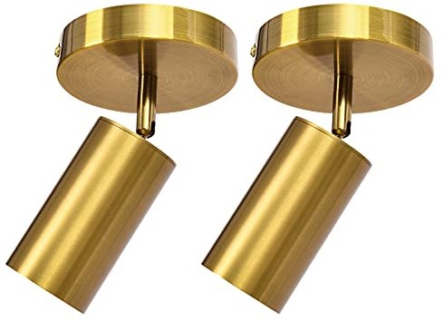 Zicbol Track Lighting Ceiling Spotlight, Gold Ceiling Light Fixture, Gu10 Spotlights Indoor Angle Adjustment Modern Wall Lamp for Living Room, Gallery, Cabinet, Hallway, Bedroom 2 Packs