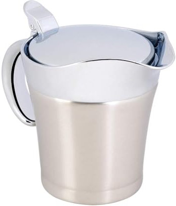 Cyrank Gravy Boat with Lid, 750ml Stainless Steel Gravy Jug Thermal Insulated Double Wall Sauce Gravy Pot Serving Jug for Gravy, Custard, Cream