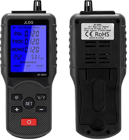 Air Quality Tester CO2 TVOC HCHO Meter Multifunctional Temperature Humidity Measuring Device with Large LCD Display