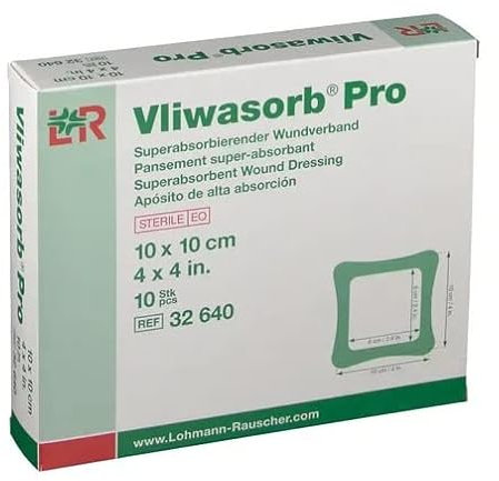 Vliwasorb Pro Superabsorbierender Wundverband 10 x 10 cm, steril, einzeln eingesiegelt, 10 stück
