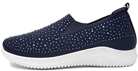 Lilley Womens Navy Diamante Slip On Shoe - Size 9 UK - Blue