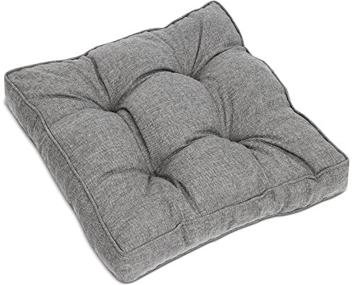Beautissu Outdoor Loungekissen 60x60cm – Bequemes Sitzkissen 10cm dick Polster Sitzauflage Schmutz- & Wasserabweisend Gartenkissen Gartenmöbel Rattan Lounge Auflage Hellgrau – BeauFlair