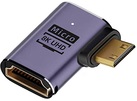 CY Câble 8K Mini HDMI mâle coudé vers la gauche vers HDMI 2.1 femelle UHD Adaptateur convertisseur or prend en charge 8K 60Hz HDTV