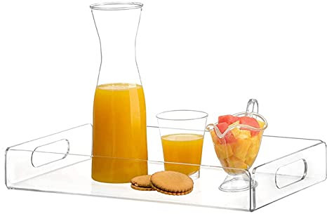 Vassoi da Servizio Grandi Vassoio Rettangolare, Vassoio Dell'asciugamano Della Frutta Vassoio del Tè e Vassoio Della Tabella Prima Colazione Chiaro Vassoio di Servizio Acrilico, 20x30x5cm