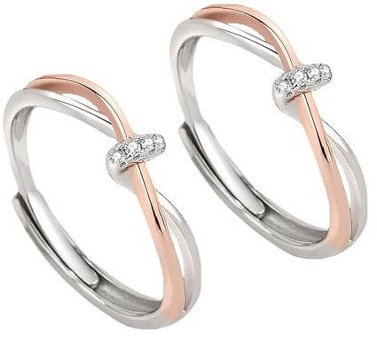 LUNCHS Mutter & Tochter - Ewigkeitsring, Liebesknoten Silberring, verstellbare offene Fingerringe, An Meine Tochter Sterling Silber Ring (2 pcs)