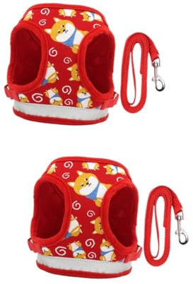 FRCOLOR 2stücke Cartoon Haustier Brustgeschirr Mit Reflektor Bequemes Hundegeschirr Für Kleine Hunde Kreative Leine Für Rot s