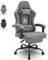 Symino Gaming Chair with Footrest, Computer Ergonomic Video Game Chair, Adjustable Swivel Task Chair with Lumbar Support, PC Chairs, PU Leather Game Chairs for Adults, Grey