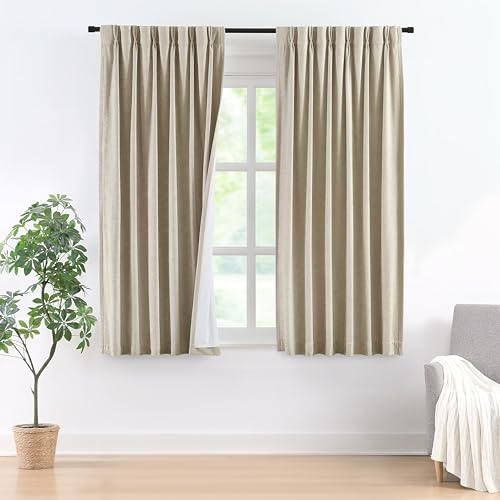 Vision Home Tende plissettate completamente oscuranti in ciniglia vellutata, 182,9 cm, per soggiorno, camera da letto, isolamento termico, tende plissettate con ganci, 91 x 182,9 cm x 53 cm, color