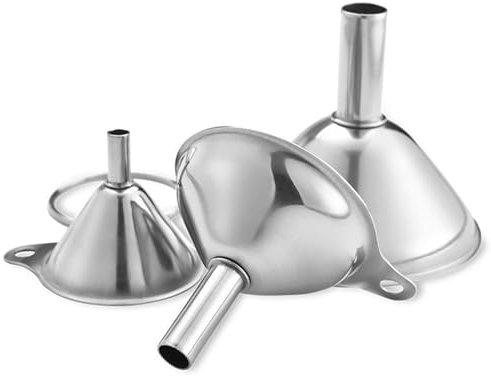 Embudo de Acero Inoxidable, Juego de Embudos de Cocina, 3 Piezas, Embudos Grandes y Pequeños, Embudos de Metal de Boca Ancha para Uso en la Cocina, Botellas de Llenado, Matraz,