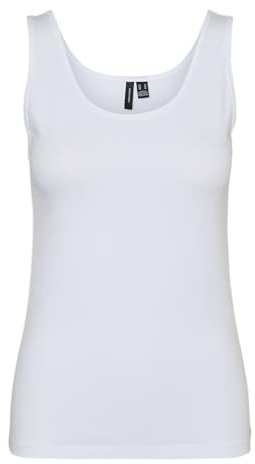 VERO MODA Camiseta de Tirantes para Mujer Vmlulu UU JRS Ga Noos, Blanco Brillante, S