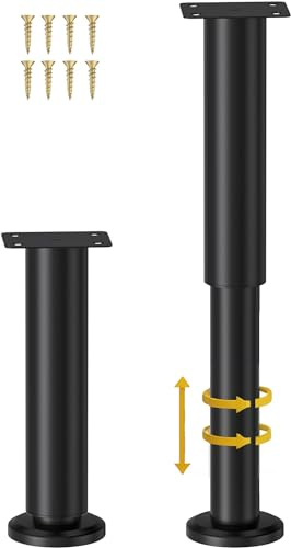 TELANKS 2er Set Möbelfüße Höhenverstellbar 18-32 cm,Bettstütze Mittelbalken | 450 kg Belastbarkeit, Rostbeständige Metall Möbelbeine für Bett, Sofa, Couchtisch, TV-Möbel und DIY-Projekte mit Stabiler