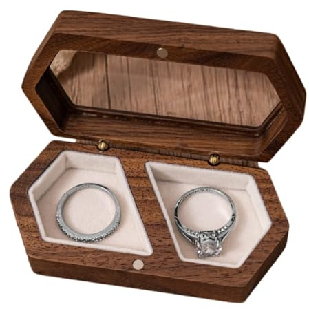 WOMB Ringschachtel, Ringschachtel für Hochzeitstag, Hochzeitsringbox aus Holz mit individuellem Namen, personalisierte Ehering-Boxen für Zeremonie (10 x 5 x 2,8 cm, Stil 1)