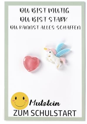 MKISHINE Mutstein Einschulungsgeschenk Schulkinder 2025 Schulanfang,Glücksbringer Mutstein Schulanfang Geschenk Kinder Schultüte Füllung Mädchen Junge Schulstart Einschulung Deko(Unicorn) ﻿ ﻿