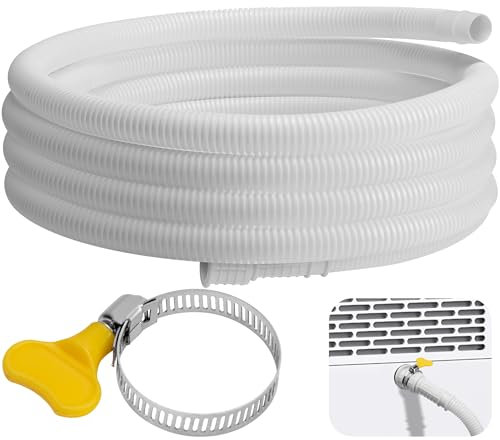 Nkiy Quen 10 Ft Dehumidifier Drain Hose 3/4 FHT- Cuttable Leakproof Dehumidifier Discharge Hose for Drainage- Flexible Universal Corrugated Drain Hose Replacement with Clamp for Most Dehumidifier
