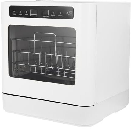 Donened - Mini lave-vaisselle de table, autonome, pour 6 à 8 couverts - Touch, 52 dB - Mini lave-vaisselle de table avec raccordement d'eau utilisable - Blanc