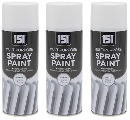 PNJB Multipurpose White Gloss Spray Paint, Versatile and Durable, Long-Lasting, Suitable for Wood, Metal, Plastic, Indoors and Outdoors,400ml (3PCS)
